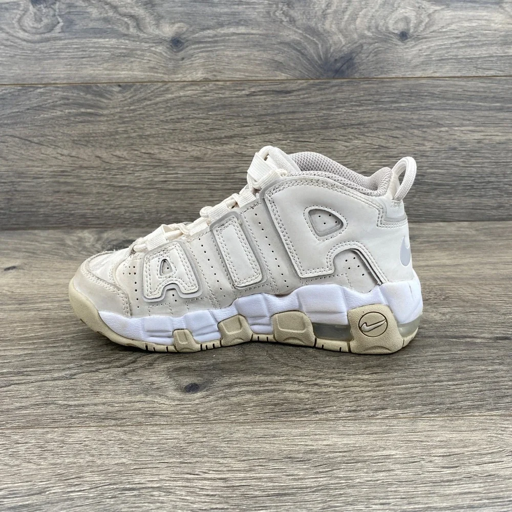 Nike Air More Uptempo Kids Size 1.5Y Beige Light Bone Retro Basketball Sneakers